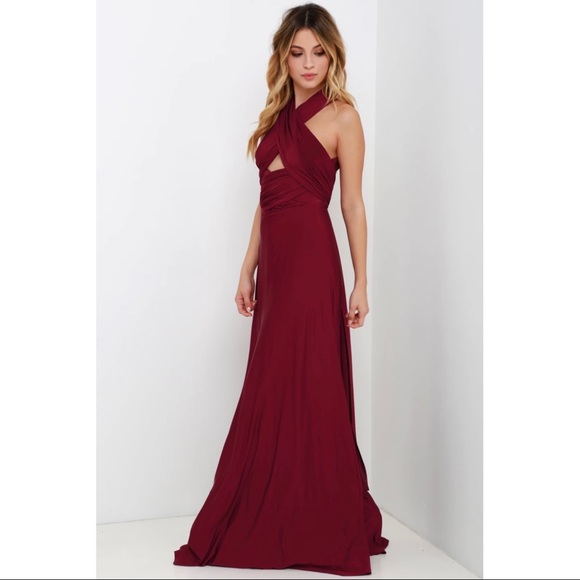 Always Stunning Convertible Burgundy Maxi Dress from LuLus. Size XS - Picture 4 of 8